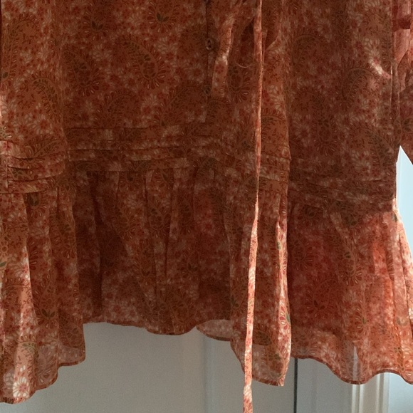 Joie‎ Women's Bree orange caramel multi Mini Silk long sleeve Dress size 4 - Picture 13 of 14